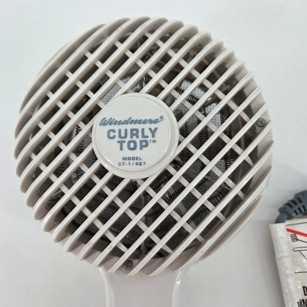 Windmere Curly Top Hair Dryer White Vintage Diffuser Model CT-1/467 1200W Retro
